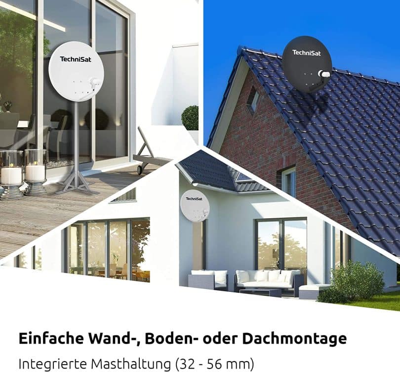 TechniSat TECHNITENNE 60 - Antenne Parabolique 60cm Avec LNB Twin | Pour 2 Télés | Installation Facile